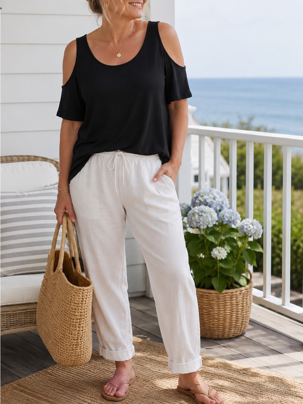 Black Cold Shoulder Top Women’s Est XL Casual Stretch Short Sleeve Blouse